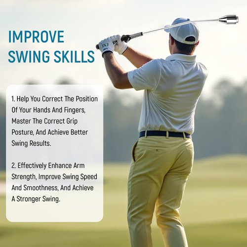 MELE LINKS Golf Grip Swing Training Aid, Golf Grip Trainer for Warm-up, Golf Training aid, Golf Swing Trainer, Golf Grips, Right-Handed Grip Trainer Golf Club, Weighted Golf Swing Trainer (Right)