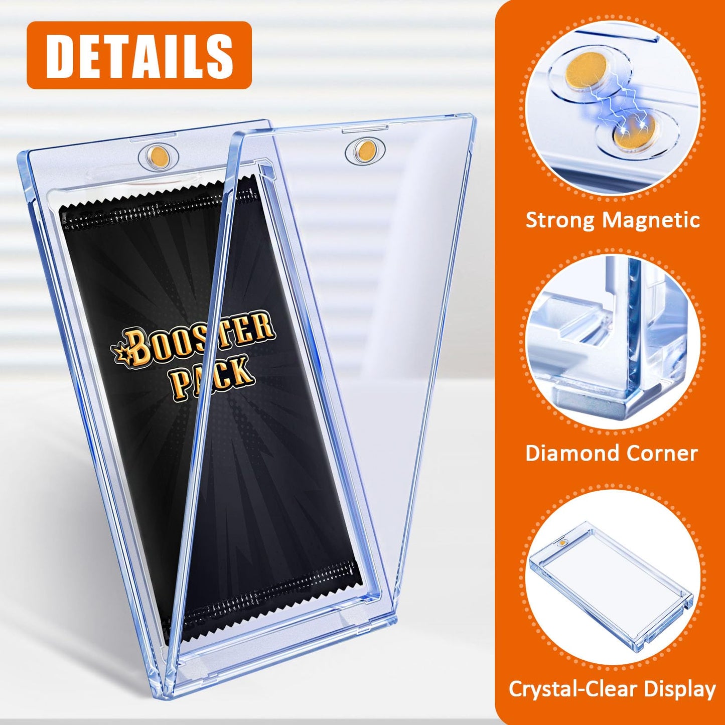2 Pack Card Booster Pack Display Holder, Magnetic Card Holder for Card Booster Pack, UV Protection