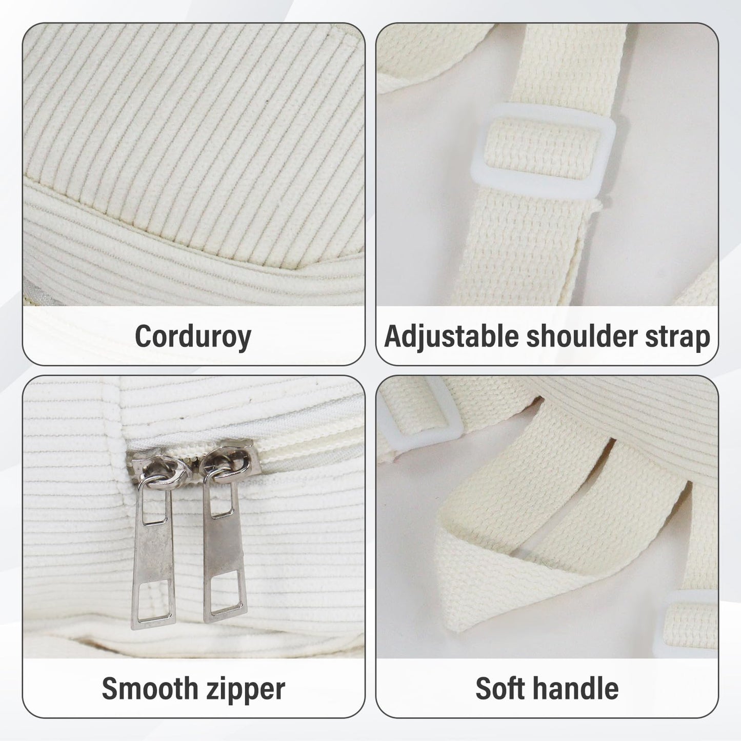 Energather Cute Mini Backpacks, Corduroy Tiny Backpack Small Backpack for Women and Girls, Portable Ladies Backpacks (white)