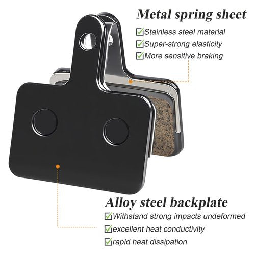 4 Pairs Bike Brake Pads, Resin Semi-Metallic MTB Disc Brake Pads, with Installation Tools, Suitable for E-Bike, Fit for Tektro Shimano TRP M520 M510 MT200 Deore Br-M575 T615 T675