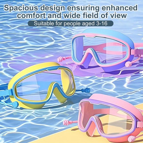 NEWFLAG 2 Pack Swim Goggles,Kids Swimming Goggles,Wide View Anti-Fog/UV No Leaking Swimming Goggles for 3-14(Blue Yellow+Blue Green)