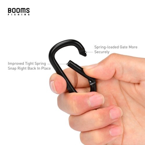 Booms Fishing CC2 Carabiner Clip, 2.3" Small Carabiner Keychain, Multi-use Aluminium D Ring Caribeener Clips (A: 6 Pack_2.3"_Black)