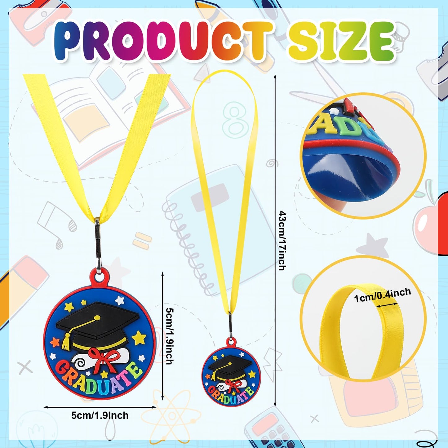 Hedeey Kindergarten Graduation Medal for Kids Preschool Pre-k Graduation Award Medals with Neck Ribbon for School Student Graduation Party Gifts Favors(24 Pcs, 2 Inch)