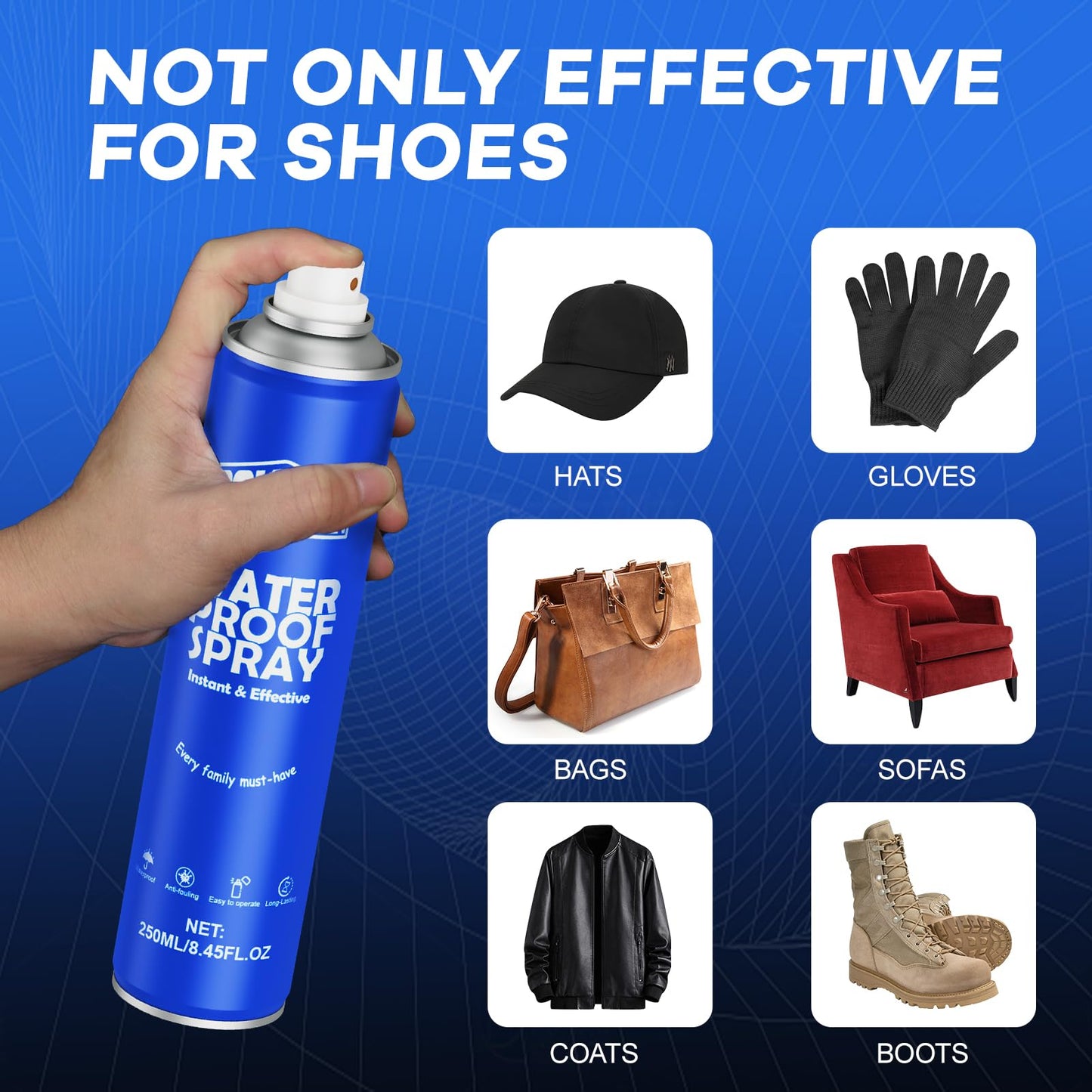 Coklean Shoe Protector Spray, Rain & Stain Waterproof Spray 8.45 OZ Nano Protectant for Sneaker, Nubuck, Canvas, Suede Shoes 1 Pack