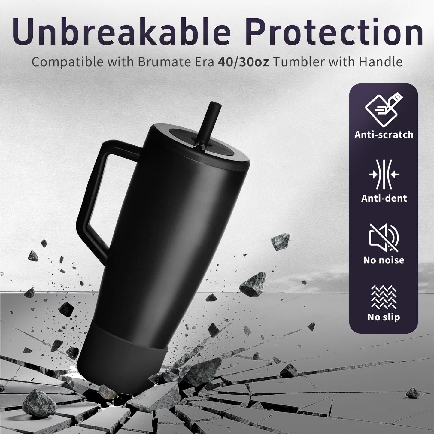 ZXFYE 2Pcs Protective Boot Compatible with Brumate Era/Era Flip 40 oz 30 oz Tumbler, Anti-Dent & Anti-Slip Silicone Bottom Cover Protector Sleeve Bumper for Brumate Era/Flip Tumbler with Handle