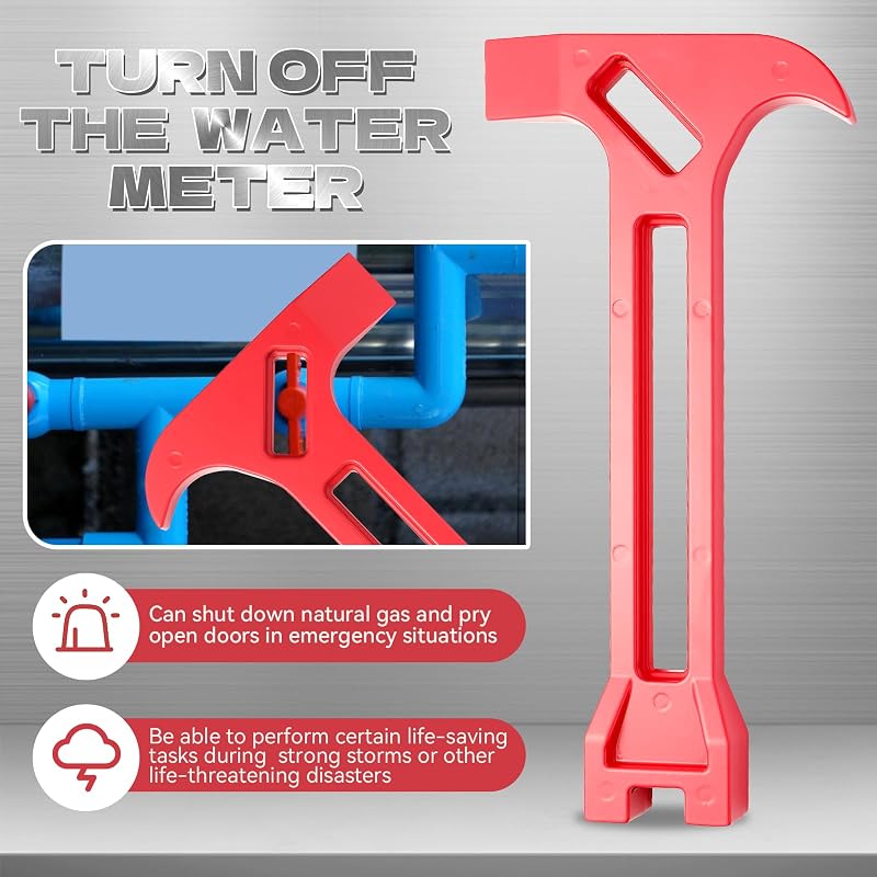 4-in-1 Emergency Tool - Gas & Water Shut Off Wrench, Non-Sparking Pry Bar