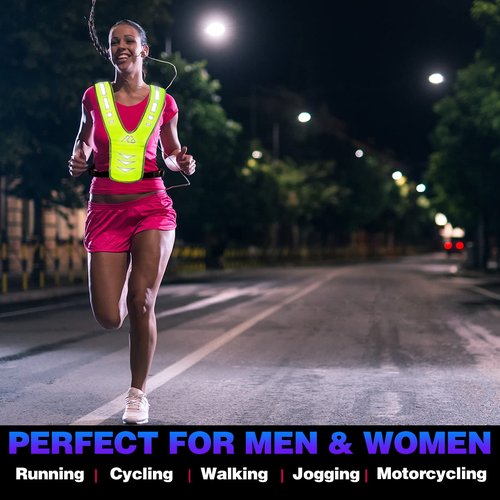 Reflective Running Vest Gear for Women Men Kids, Safety Reflective Vest for Night Cycling Walking Bicycle (Green)