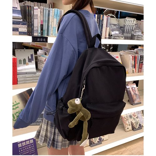 PAUBACK Black School Backpack for Girls Women Waterproof High School Book Bag Cute Backpack for Men Teens Boys, Lightweight Simple Middle School Back Pack Daypack