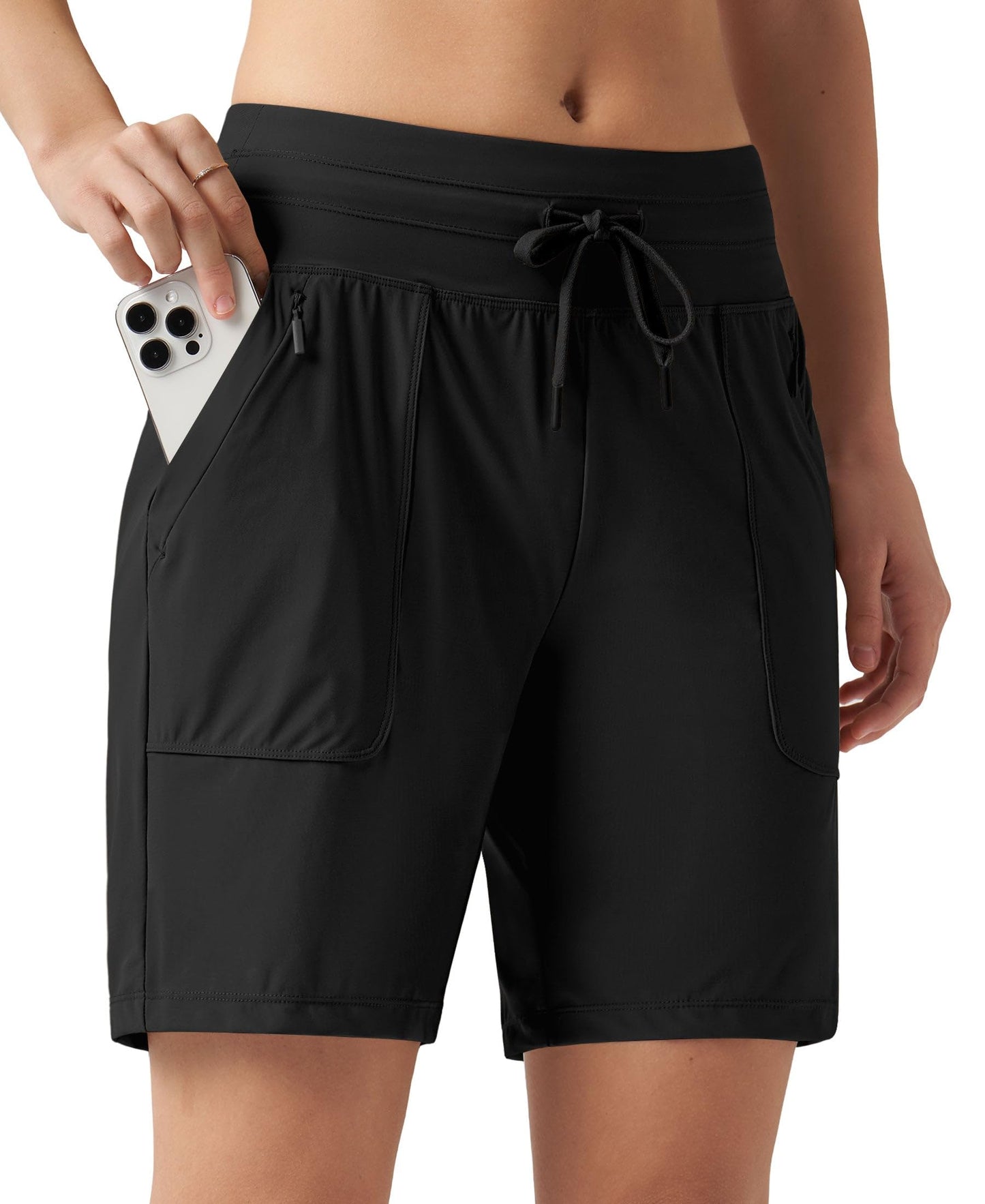 Willit Women's Shorts Hiking Athletic Shorts Quick Dry Golf Outdoor Casual 7" Shorts Lightweight UPF50+ Black XL