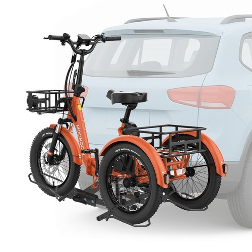 LILYPELLE Hitch-Mount Trike Rack for Ebike Heavy-Duty, 5" Fat Tire Trike Bike Rack for Tow Hitch 170 lbs Capacity, Folding Tricycle Carrier, 2 inch Receiver Mount for Cars, SUVs, Vans, RVs