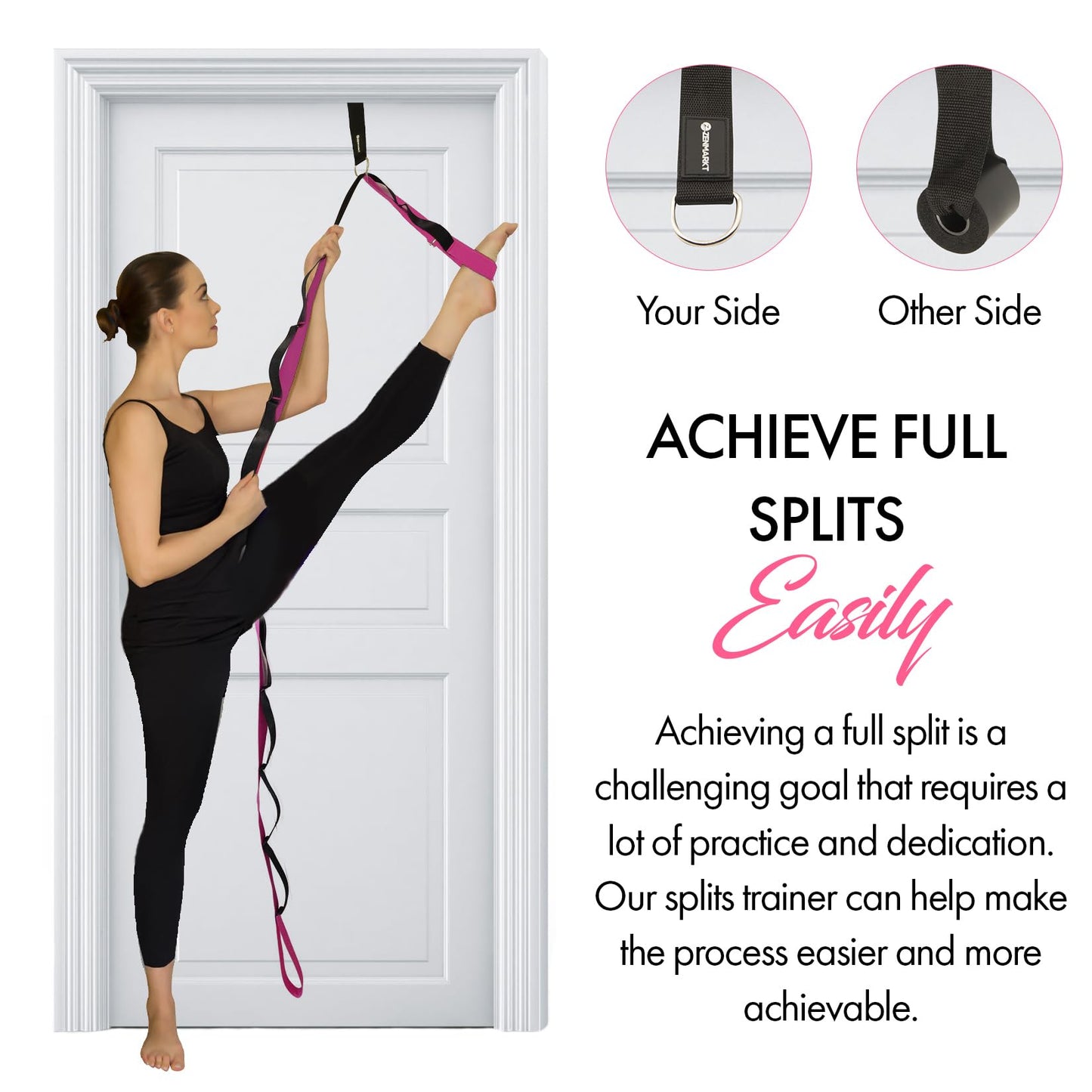 10-Loop Yoga Strap with Door Anchor – Stretch Strap for Flexibility, Deep Stretching, and Improved Balance – Perfect Yoga Accessory for All Fitness Levels (Purple)