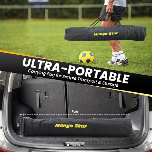 MangoStar Soccer Goal, 12X6 FT Soccer Goals for Backyard Portable Net Collapsible Metal Base, Quick Setup Soccer Net for Indoor Outdoor Practice Training with Carry Bag