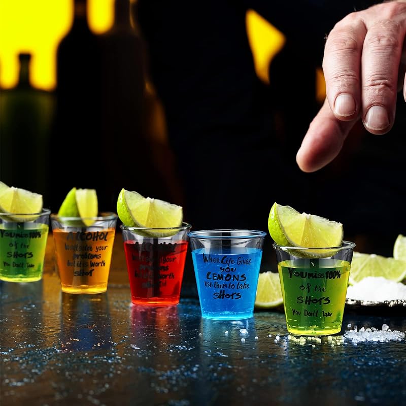 100 Pcs 1.7oz Disposable Shot Glasses Set - Clear Plastic Cups, 50ml