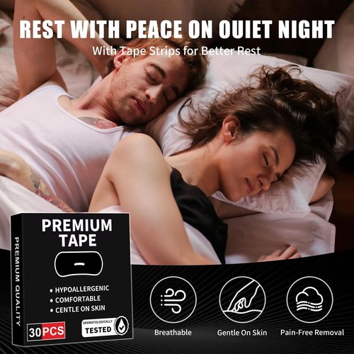 Comfort Mouth Tape for Sleeping 30 Pack, Painless Removal, Latex-Free, Gentle On Skin H9