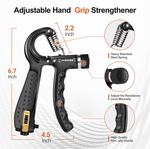 TADAKAZU Grip Strength Trainer Kit (5 Pack) Adjustable Resistance Hand Gripper,Finger Exerciser,Hand Extension Exerciser,Stress Relief Ball and Forearm Workout Ring for Muscle Building Injury Recover