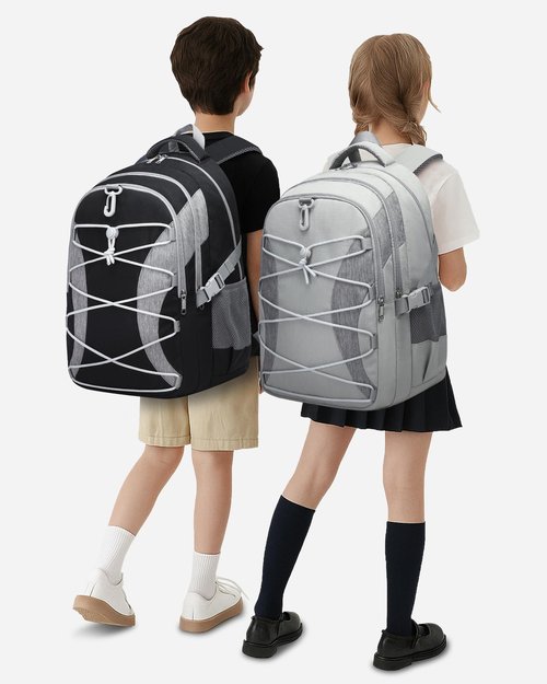 BLUEFAIRY Middle High School Backpack for Boys Girls Large Bookbag with Laptop Compartment Back to School Book Bags for Teens Teenagers Mochilas Escolares para Niños Niñas (Black/Gray, Solid)