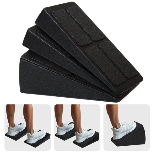 NexFit Adjustable Squat Wedge Block - Set of 3 Portable Slant Board for Squats, Calf Stretch, Weightlifting & Physical Therapy | Supports 520 lbs, Multi-Angle 8.5°, 17°, 34° for Gym & Home Workout