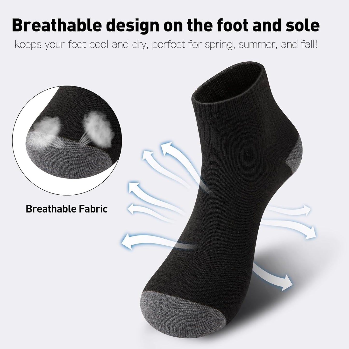 20 Pack 3 Styles Men's/Women's Mini Crew Ankle Socks Quarter Bulk - Breathable Thin Athletic Socks, Fits Shoe Size 8-11