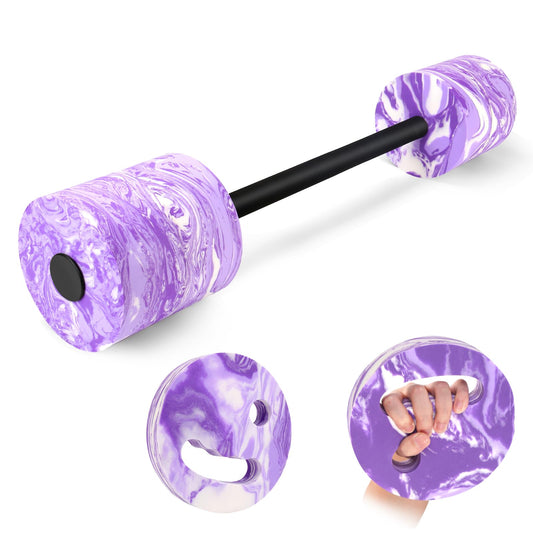 IEBIYO 29.3’’Swimming Barbell Swim Dumbbell with Water Exercise Discs High Density EVA Foam Aquatic Exercise Equipment Swimming Aid for Adults (Purple)