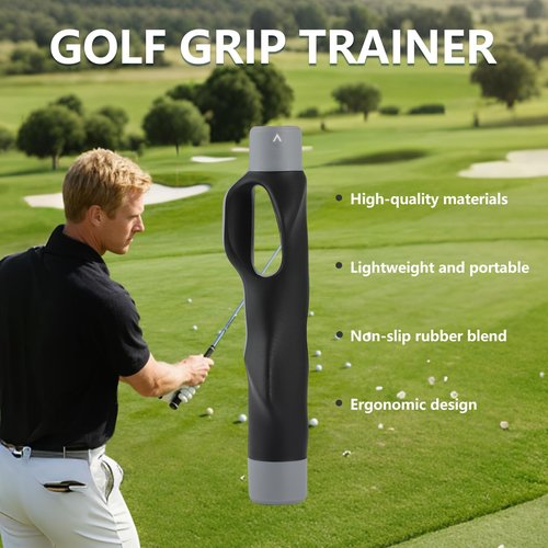 Golf Grip Trainer, Golf Training Grip, Golf Club Grips, Grip Trainer, Golf Grip, Attachment For Improved Hand Positioning On Golf Club (Grey)