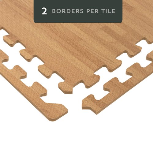 Forest Floor 3/8 Inch Thick Printed Foam Tiles, Premium Wood Grain Interlocking Foam Floor Mats, Anti-Fatigue Flooring – Stylish Flooring Solution, White Oak, 48 Sq Ft