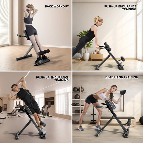 FITKS360 Roman Chair Hyperextension Bench – Adjustable Back Extension Machine for Glutes, Hamstrings & Lower Back – Foldable Multi-Purpose Workout Equipment for Home Gym