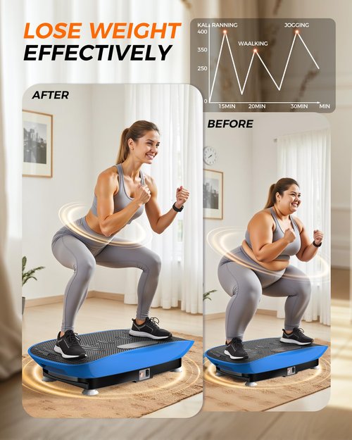 SPORTSWIN Vibration Plate Exercise Machine, Fitness Platform Shaking Full Body, Vibration Plate for Lymphatic Drainage, Motor Speed Control , Home Training Equipment for Weight Loss & Toning (Blue)