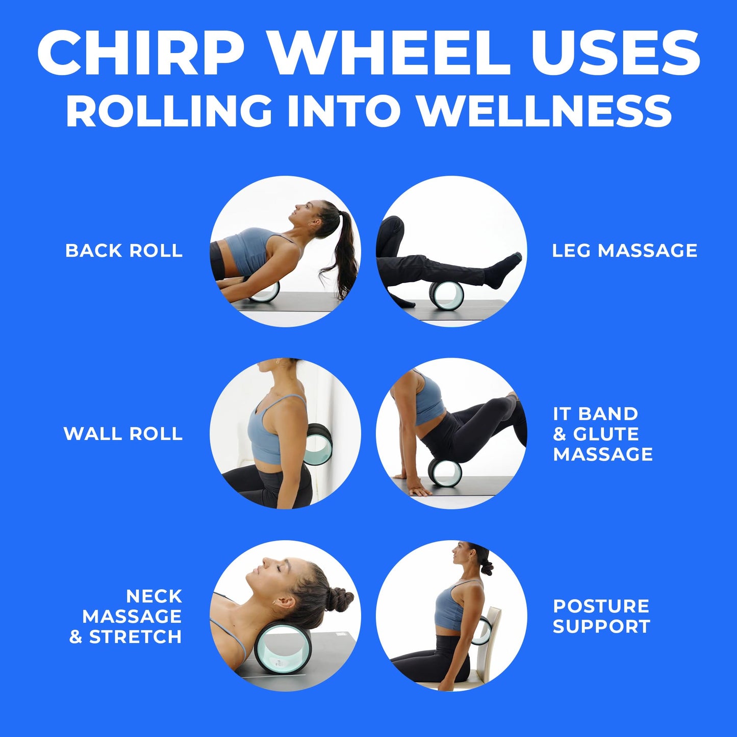 Chirp Wheel Foam Roller - Targeted Back & Neck Pain Relief, Muscle Massage, Trigger Point Therapy, High-Density Foam Tool for Physical Therapy, Stretching & Exercise, 500lbs Capacity, 6 Inch Mint