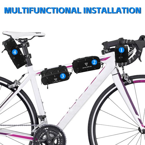NVAAV Bike Handlebar Bag, 2.1L Reflective Front Frame Pouch, Mild Waterproof and Hardening of the Shell, Road Mountain Bicycle Professional Travel Accessories, Installable Cycling Seat Storage Bags