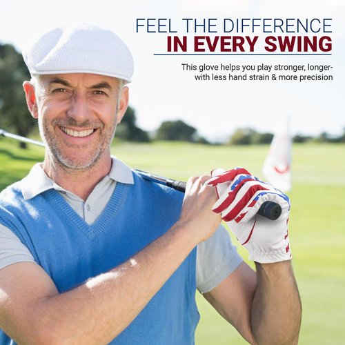 Copper Tech Plus Men's Left for Right Handed Golfers Golf Glove – Advanced Compression for Muscle Support, Joint Relief Gloves – USA, 1 Pack, XX-Large