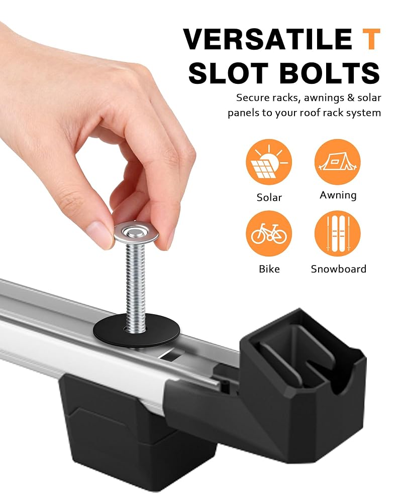 T-slot Bolts for Thule/Yakima Roof Racks – M6x35mm Stainless Square Head 4mm Thick, 6 Count (Variation: Round Edge)