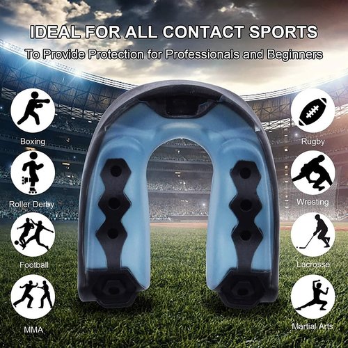 Football Mouth Guard, 2pcs Mouth Guard Sports Youth Football Mouthpiece Boxing Mouthguard with Strap Non-Flavored Lacrosse Hockey Mouth Guards for Youth