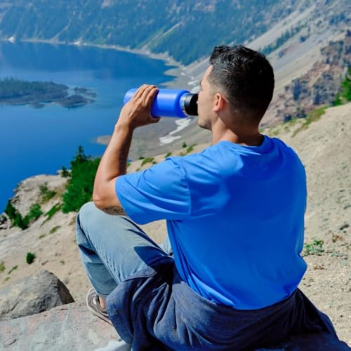 Hydro Flask Water Bottle - Insulated Stainless Steel - Wide Mouth Chug Lid, Non Spill, Leakproof in 40 Oz Cascade Blue