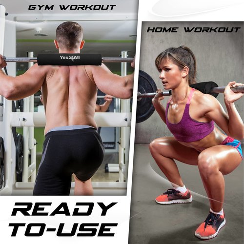 Yes4All Foam Bar Pad – Olympic Barbell Squat Pad – Neck Pad for Squats, Hip Thrusts – Weight Lifting Bar Pad (Black, Single)