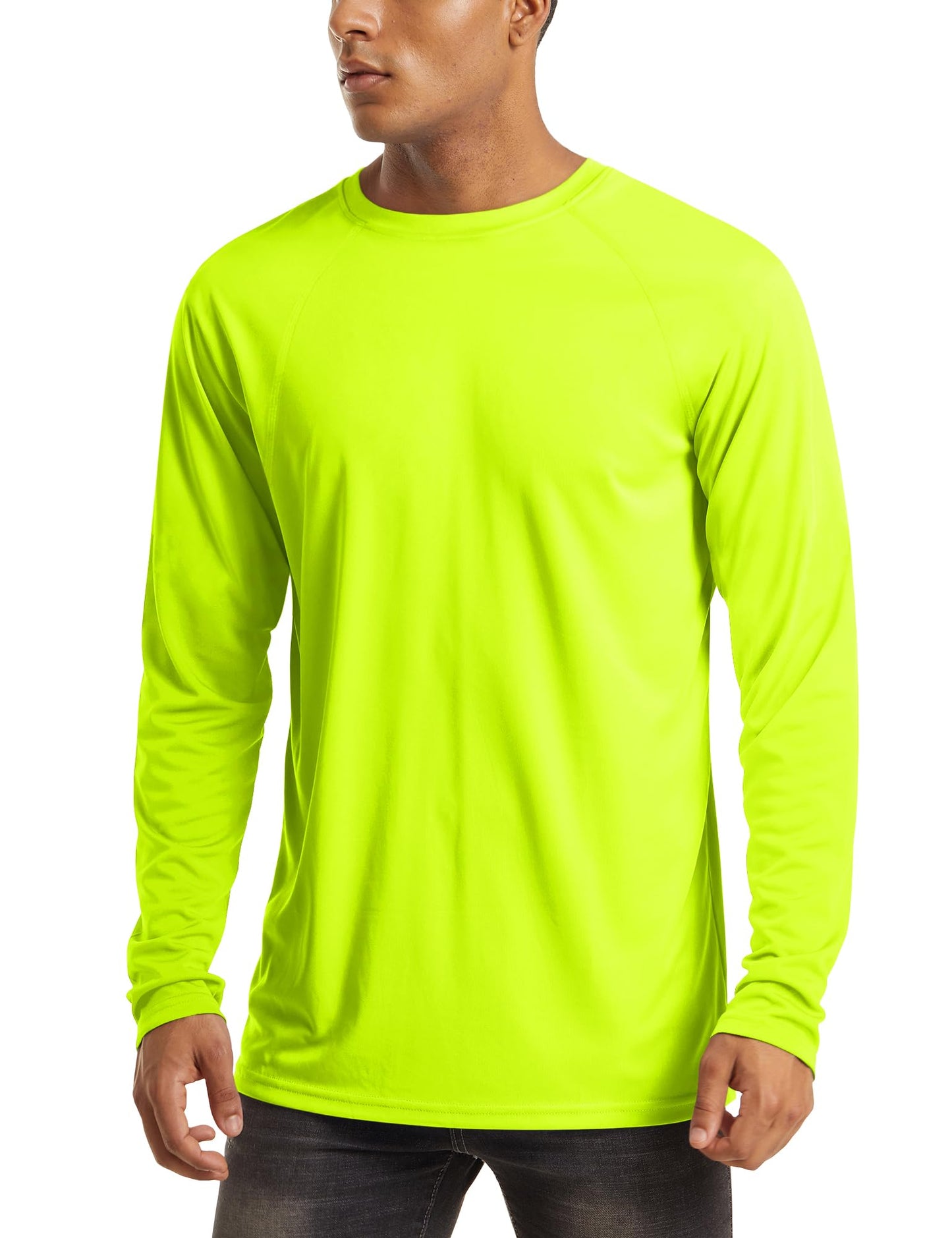 MAGCOMSEN Mens Long Sleeve Shirts UV Protection Shirts Dry Fit Shirts Rash Guard Men Swim Workout Shirt Mint Green,3XL