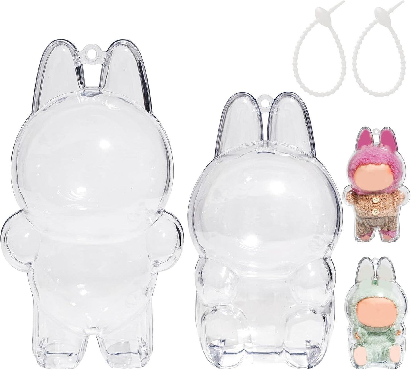 1PCS Protective Case Compatible with LABU The Monsters Exciting Macaron - Clear Plastic Box with Keychain & Anti-Loss Silicone Strap,Plastic Clear Display Box(No Doll Included,17CM)