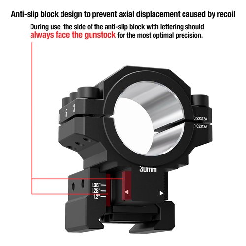 DISCOVERYOPT Adjustable Height Scope Rings - 25.4mm & 30mm Tube, 6-Level Height Adjustable (1.2-1.4 Inch),Precision Pre-lapped Scope Mounts for Picatinny Rails