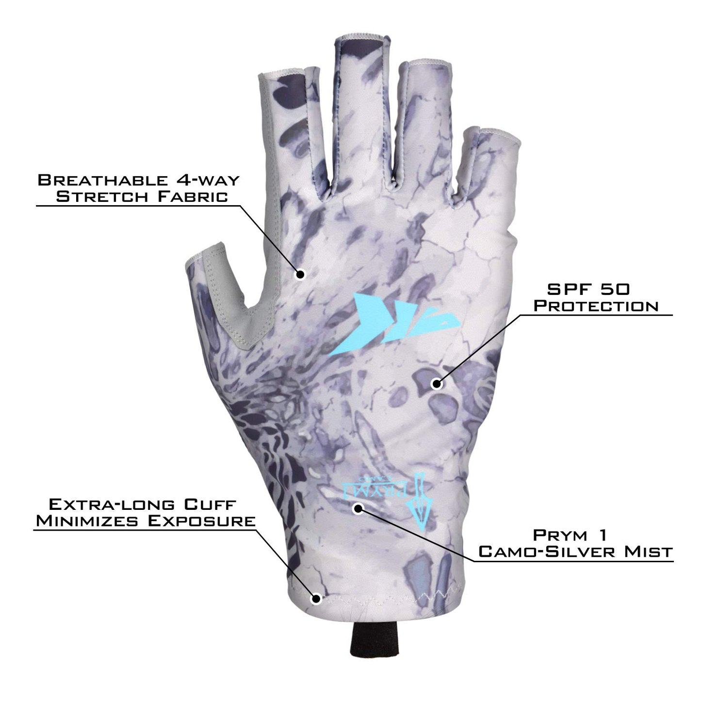 KastKing Sol Armis Sun Gloves UPF50+ Fishing Gloves UV Protection, Sun Protection for Outdoor, Kayaking, Rowing, Silver Mist, Large - X-Large