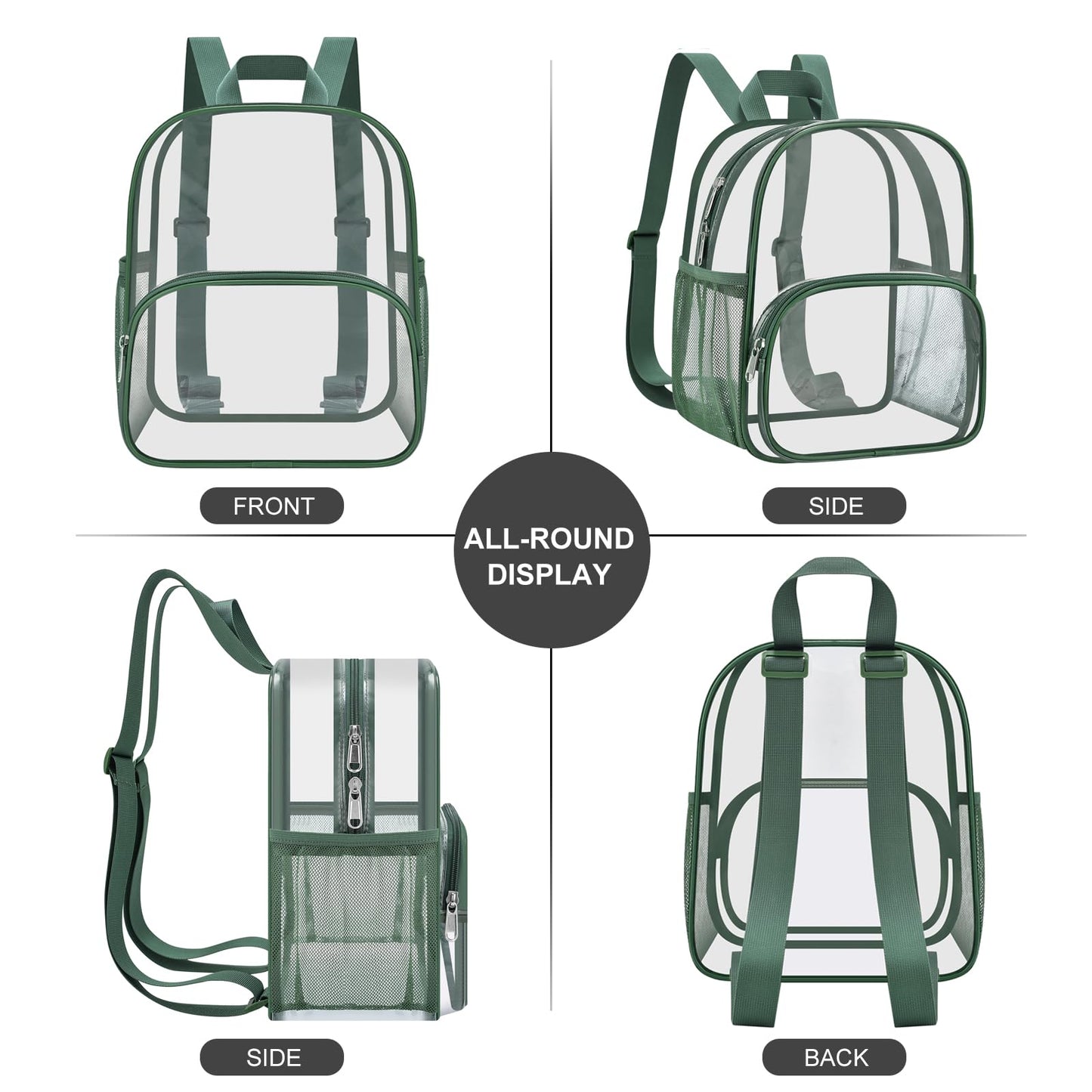 USPECLARE Clear Backpack for Stadium Events Small Clear Backpack 11.5x9.5x6 for Concert Sport Events Work Travel
