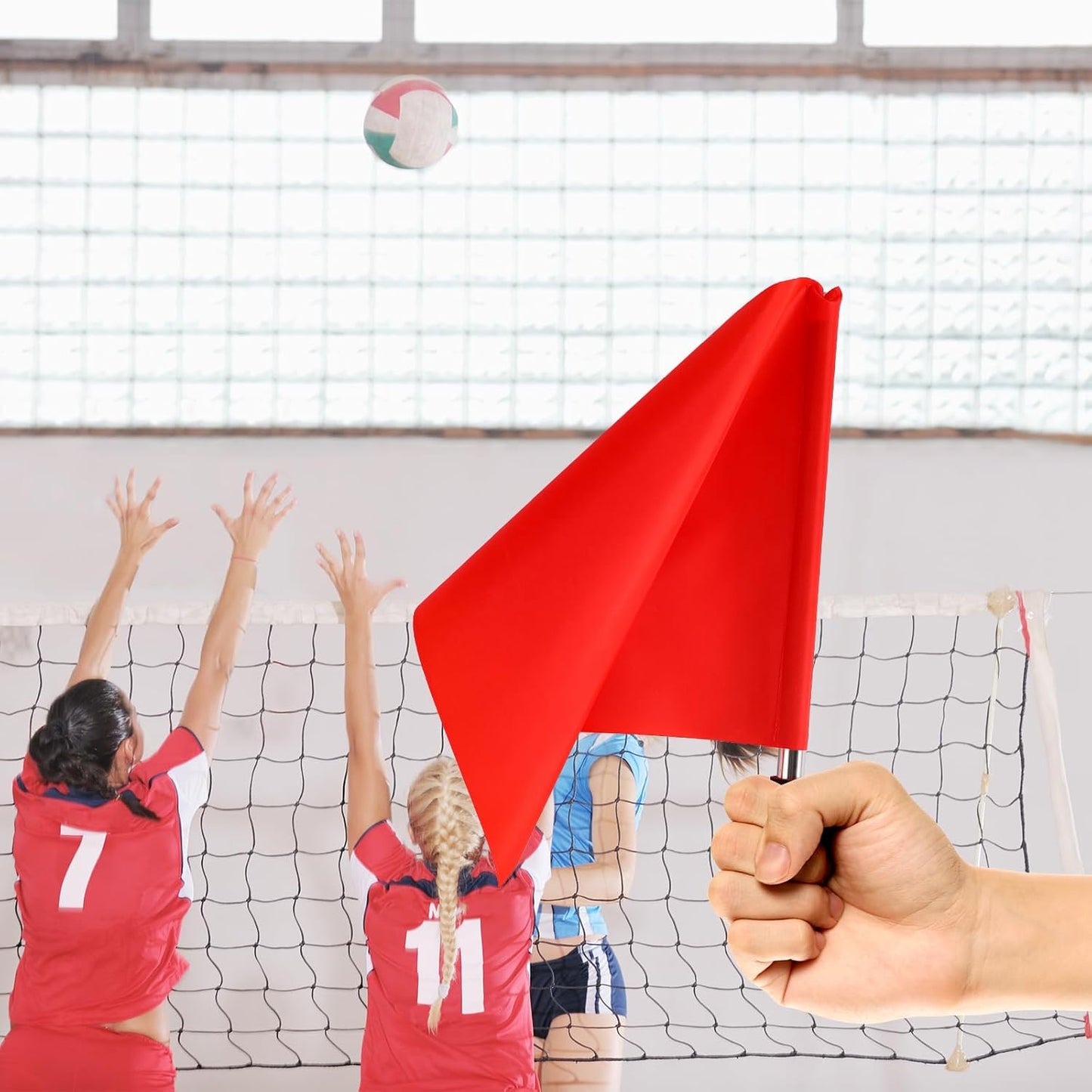 2pcs Volleyball Flags Line Judge, Lightweight Red Volleyball Referee Flags with Comfortable Handle for Sport Events Ergonomic Officiating Equipment with High-Visibility Colors