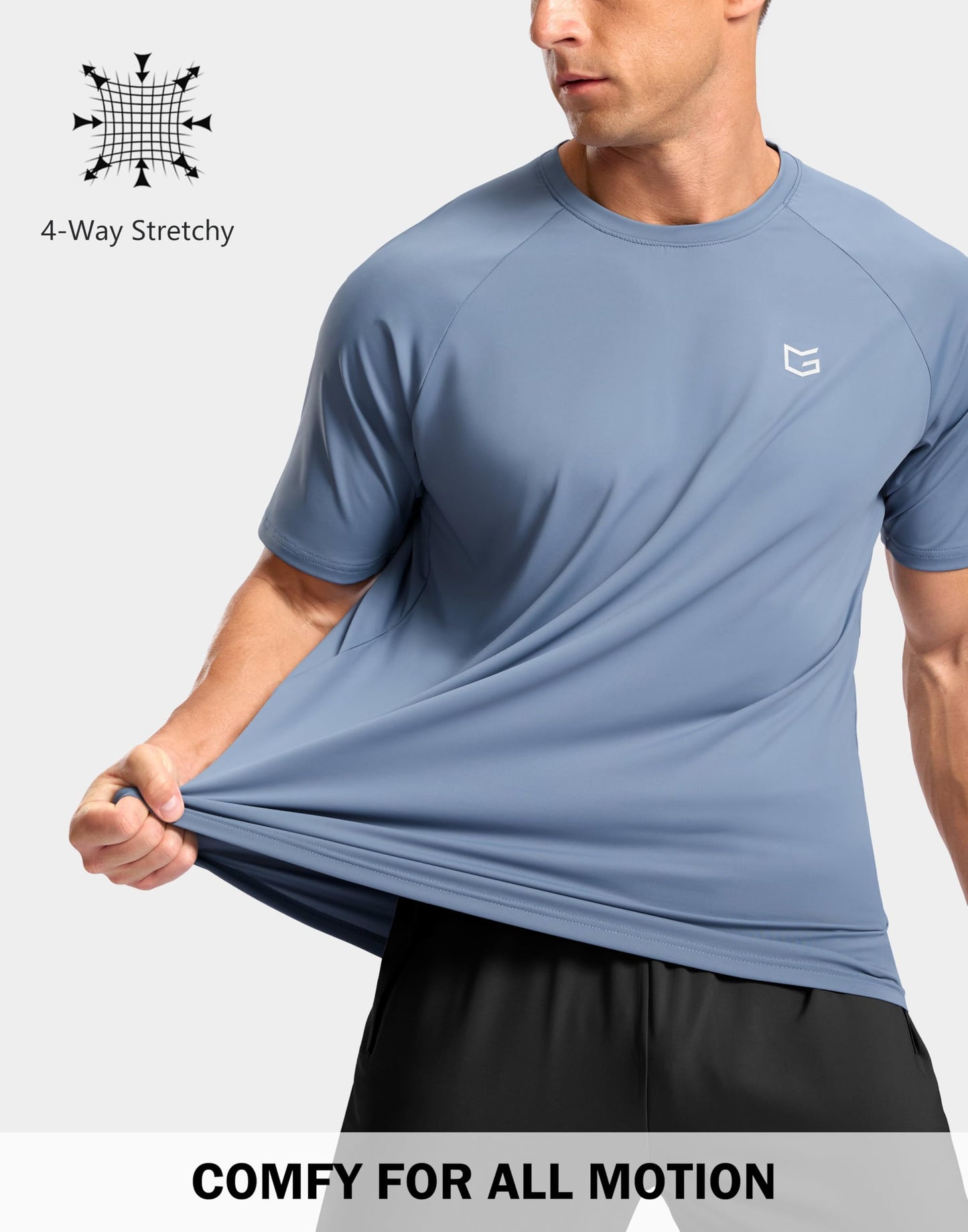 G Gradual Men's Athletic Workout T-Shirts Moisture Wicking Cooling Running Shirts Short Sleeve Performance Tee for Gym Tennis(Slate Blue,4XL)