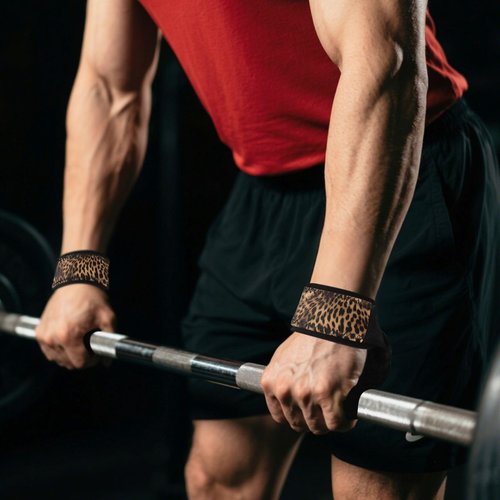 Nander Fashion Leopard Print Wrist Straps for Weightlifting,Lifting Straps with Neoprene Cushioned Wrist Padded and Anti-Skid Silicone for Strength Training,Bodybuilding,Deadlifting