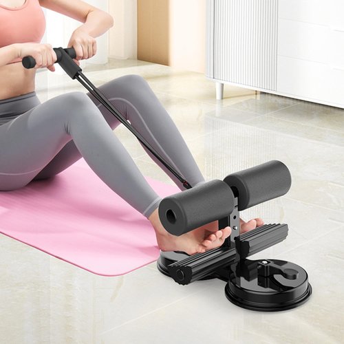 Ab Training Auxiliary Device, Double Suction Cups, Three Levels of Height Adjustment, Multi-functional Adjustable Ab Trainer Equipment, Fitness Equipment for Home & Gym (Black)