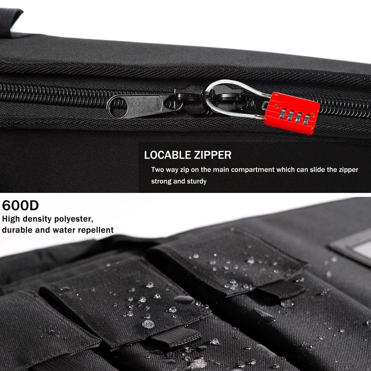 MERALIAN Rifle Case Tactical Rifle Bag with Multiple Magazine Holder Pouch,Lockable Zippers and Adjustable Sling,Available Length in 38" 42".(BLACK, 38inch)