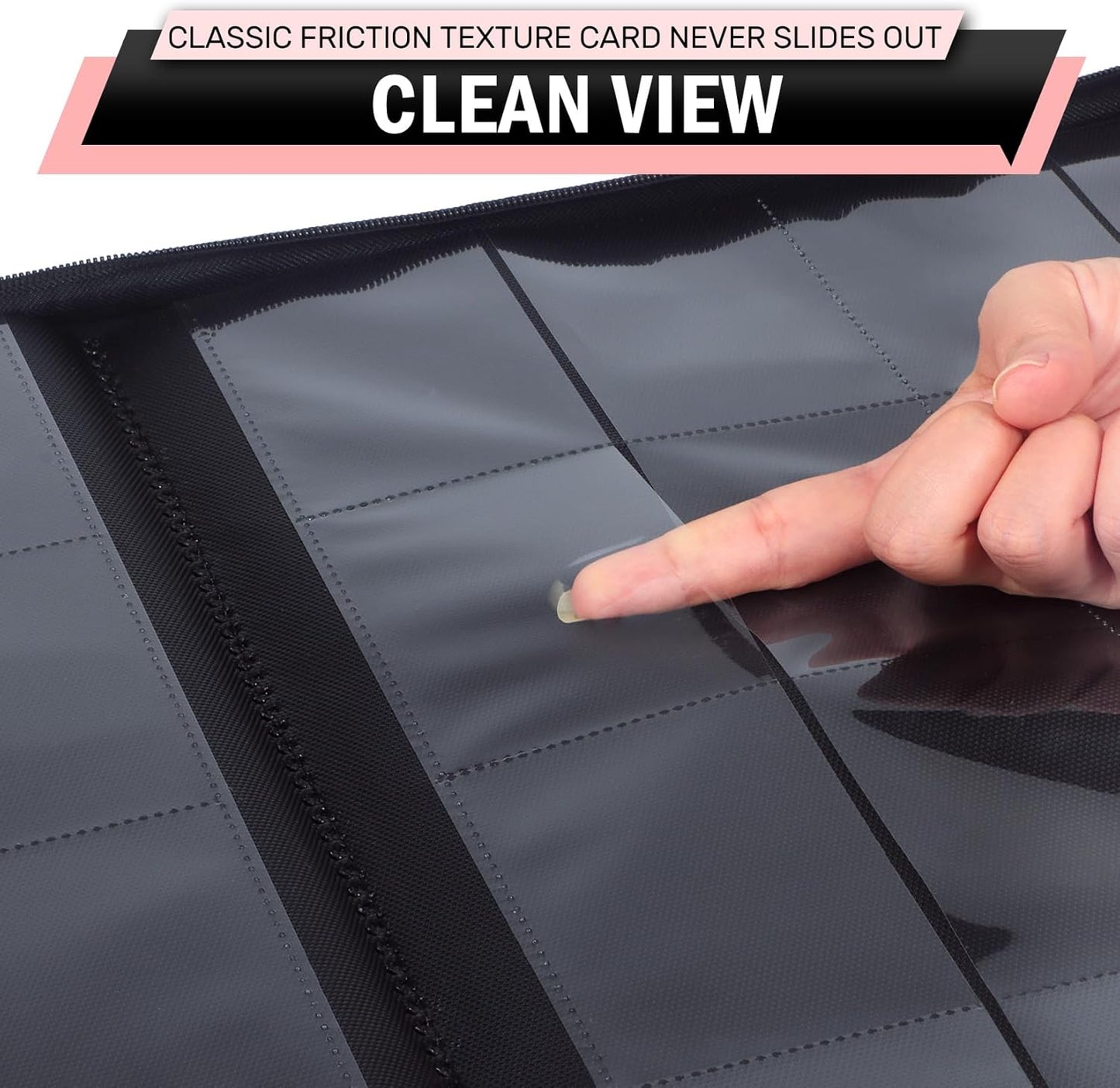 12 Pocket Card Binder, Zipper Trading Card Binder, 720 Large Capacity Side Loading Non-Ring Card Album, Double Sided Acid-Free Card Protector Binder, Card Collection for TCG, MTG, Sport Card, Pink