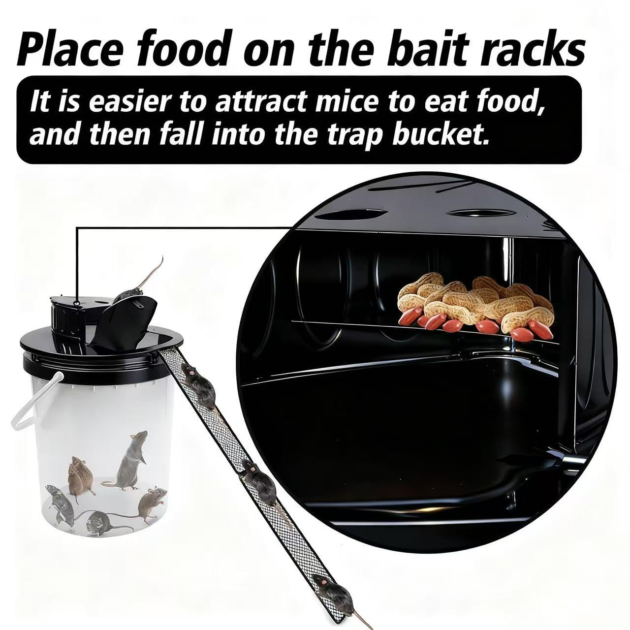 Bucket Lid Mouse Trap Metal 5 Gallon Bucket lid, Strong Material That Will Not Deform or be Bitten, Humane or Lethal Rat Traps, Auto Reset, Repeat Catch for Indoor Outdoor