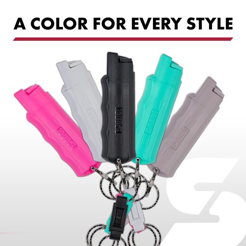 SABRE Self Defense Spray, 3-in-1 Formula Contains Max Strength Pepper Spray, CS Military Tear Gas & UV Marking Dye, Quick Release Easy Carry Key Ring, Finger Grip for Accurate Aim, 0.54 fl oz, 2 Pack