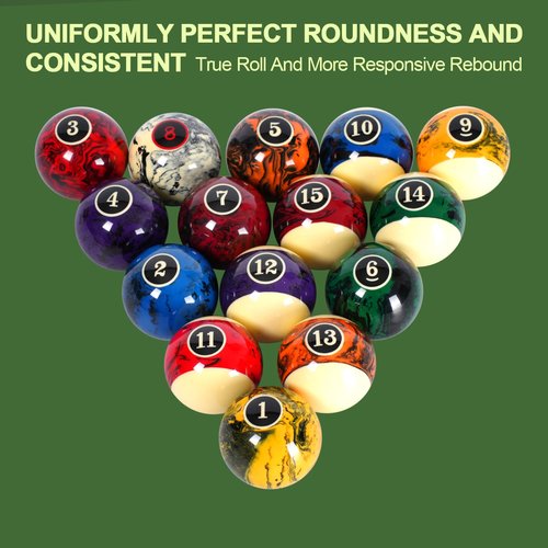 Zovcsxn Billiard Balls Pool Balls Billiard Set Marble-Swirl Style 2-1/4" Regulation Size 16 Pool Balls Billiard Set Pool Table Accessories