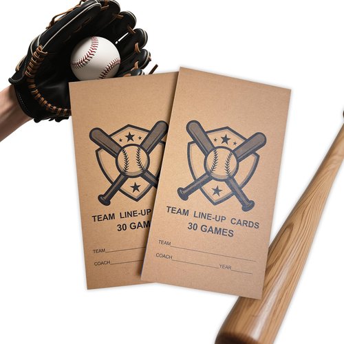 IWIZPRINT 2-Pack Baseball/Softball Lineup Cards, 30 Games per Book(Total 60 Sheets),16 Player Roster Lineup Sheet, 4-Part Carbonless