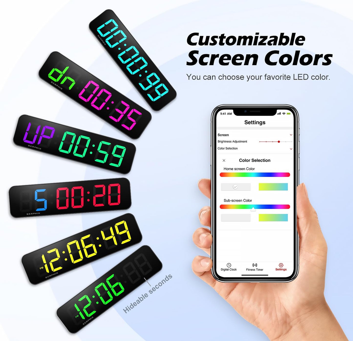 15.2" Gym Timer, App & Remote Control, Gym Clock for Home Garage Outdoor